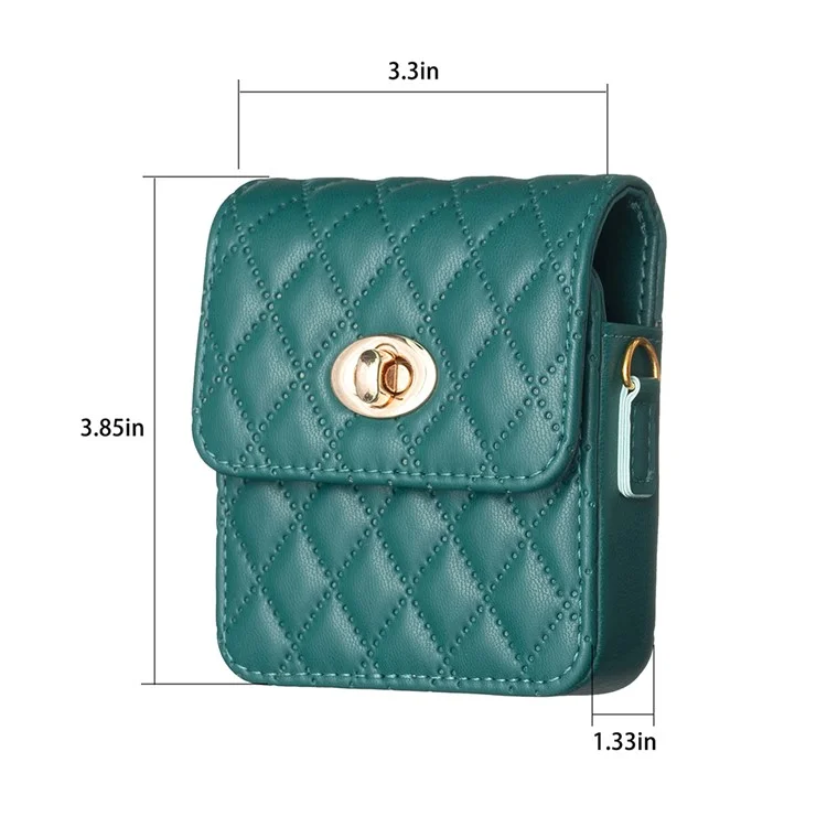 BFB03 PU Leather Mini Bag for Folding Cell Phones Card Wallet Coin Purse Pattern Imprinted Shoulder Pouch with Strap - Green