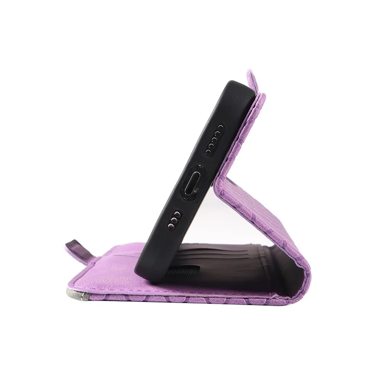 Pour Google Pixel 8 Rhombus Imprinted Phone Wallet Case PU Leather Stand Phone Cover - Pourpre
