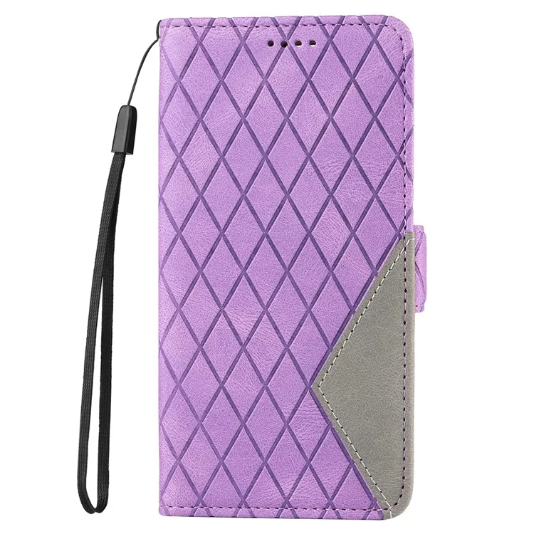 Pour Google Pixel 8 Rhombus Imprinted Phone Wallet Case PU Leather Stand Phone Cover - Pourpre