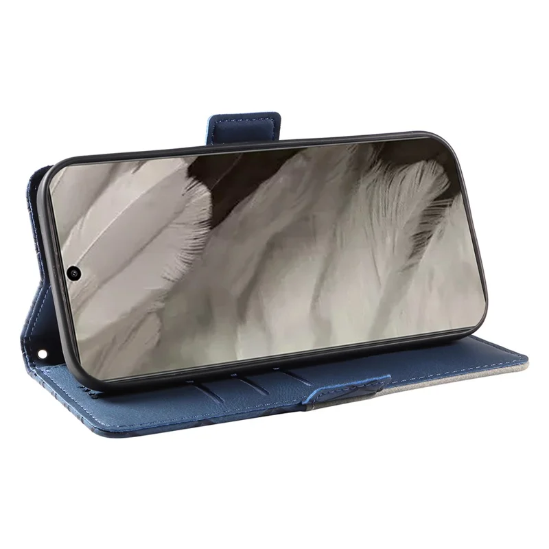 For Google Pixel 8 Rhombus Imprinted Phone Wallet Case PU Leather Stand Phone Cover - Blue