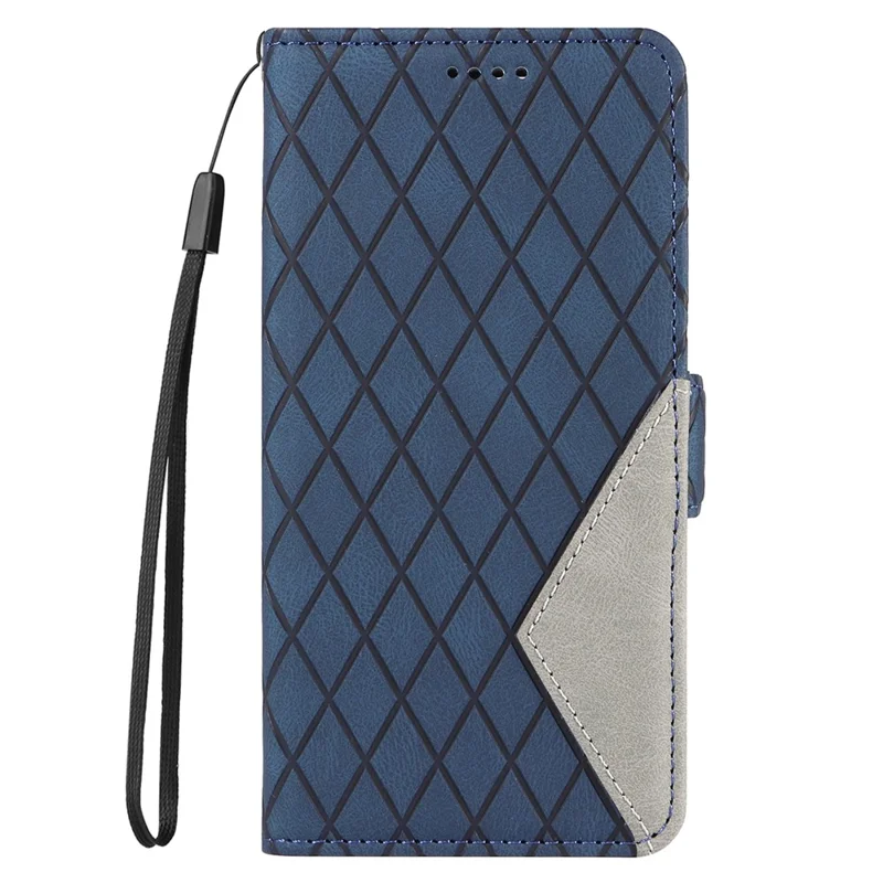 For Google Pixel 8 Rhombus Imprinted Phone Wallet Case PU Leather Stand Phone Cover - Blue