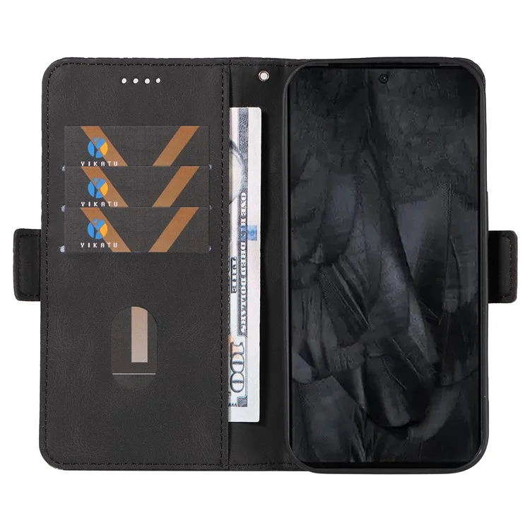 Pour Google Pixel 8 Pro Rhombus Imprinted Phone Case Stand Wallet Leather Phone Cover - Noir
