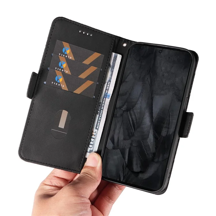 Pour Google Pixel 8 Pro Rhombus Imprinted Phone Case Stand Wallet Leather Phone Cover - Noir