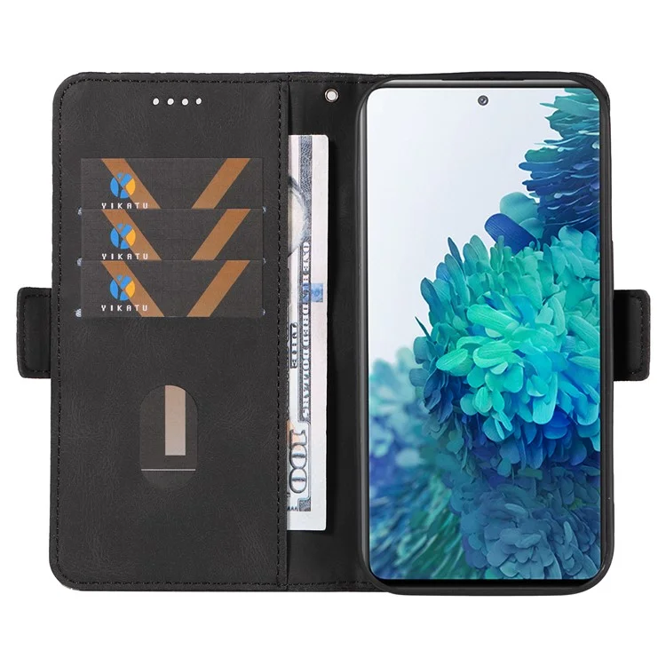 Para Samsung Galaxy S20 FE / S20 FE 5G / S20 FE 2022 / S20 Lite Caso de Couro de Coloração Splitsing Rhombus Imprinted Wallet Stand Phone Cover - Preto