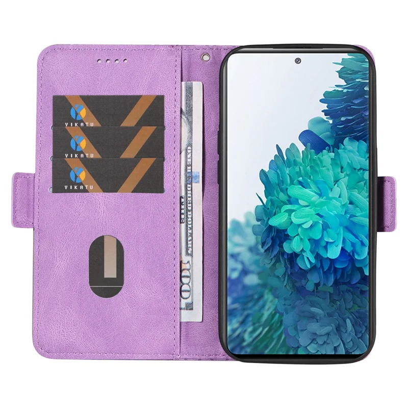 Per Samsung Galaxy S20 FE / S20 FE 5G / S20 FE 2022 / S20 Lite Color Splicing Leather Case Rhombus Imprinted Wallet Stand Phone Cover - Viola