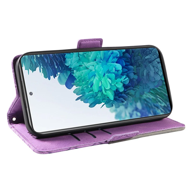 Per Samsung Galaxy S20 FE / S20 FE 5G / S20 FE 2022 / S20 Lite Color Splicing Leather Case Rhombus Imprinted Wallet Stand Phone Cover - Viola