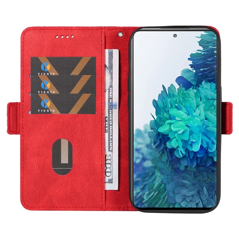 Para Samsung Galaxy S20 FE / S20 FE 5G / S20 FE 2022 / S20 Lite Case de Couro com Cor Splice Estampado Carteira Suporte para Telefone - Vermelho