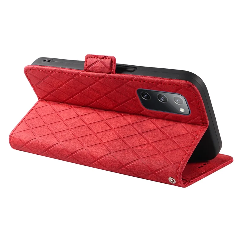 Para Samsung Galaxy S20 FE / S20 FE 5G / S20 FE 2022 / S20 Lite Case de Couro com Cor Splice Estampado Carteira Suporte para Telefone - Vermelho