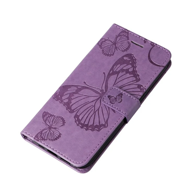 For Realme C55 Wallet Case Floral Butterfly Imprinted Leather Phone Cover Stand - Purple