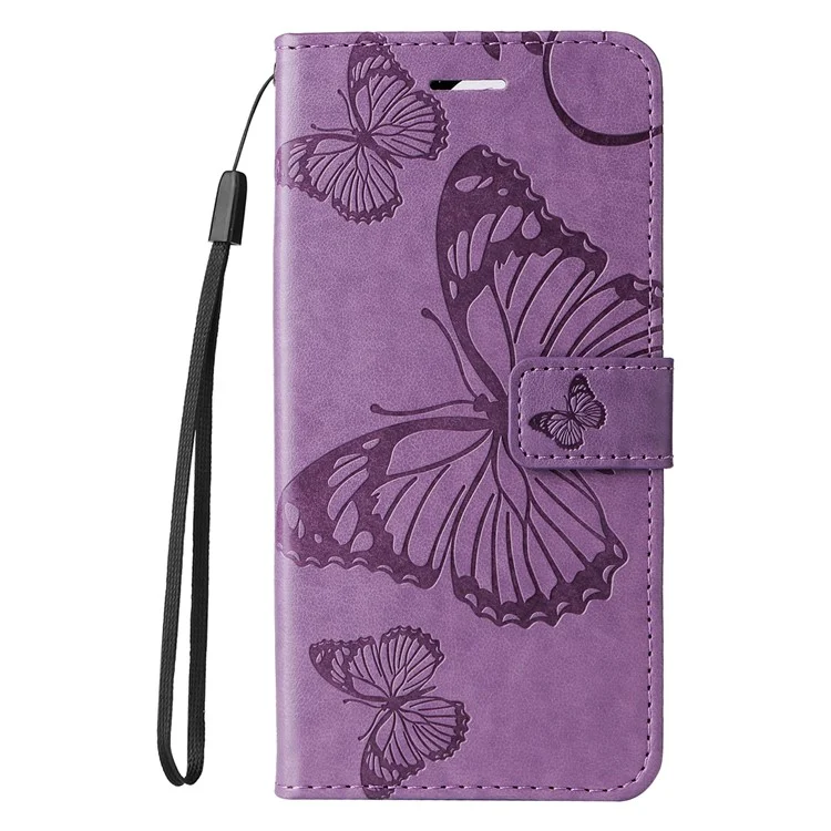 For Realme C55 Wallet Case Floral Butterfly Imprinted Leather Phone Cover Stand - Purple