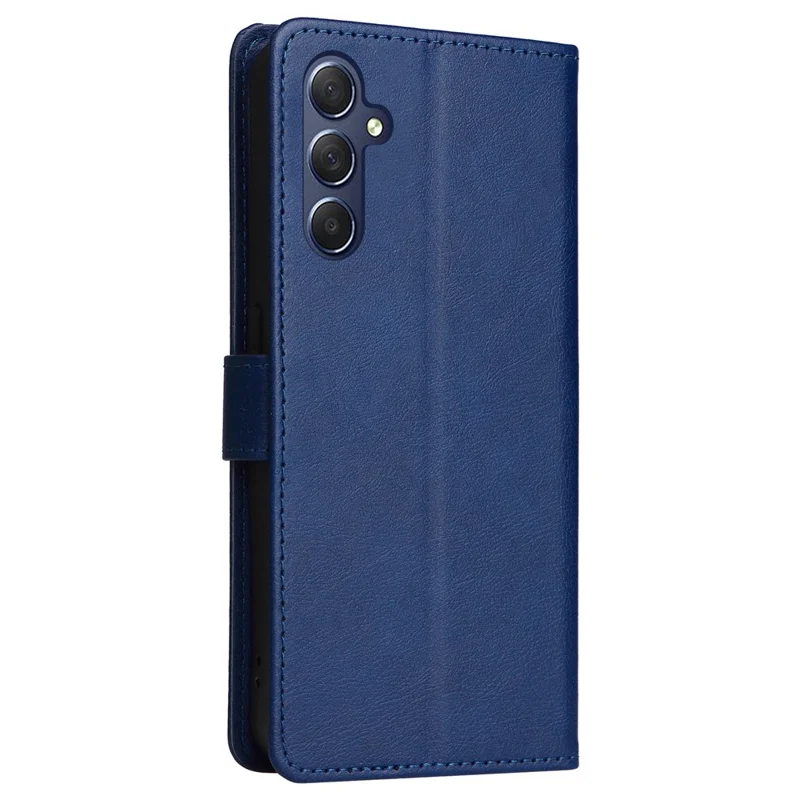 For Samsung Galaxy M54 5G / F54 5G Case Solid Color Leather Mobile Cover Wallet Stand with Strap - Blue