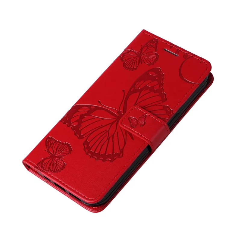 For Xiaomi Redmi Note 12S 4G / Note 11 4G (Qualcomm) / Note 11S 4G Wallet Case Floral Butterfly Imprinted Leather Phone Cover Stand - Red