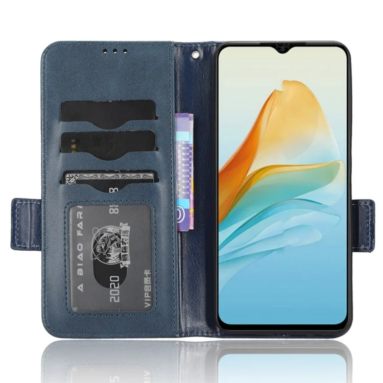 Phone Cover for ZTE Axon 40 Lite Imprinted Triangle Stand Shell PU Leather Wallet Case - Blue