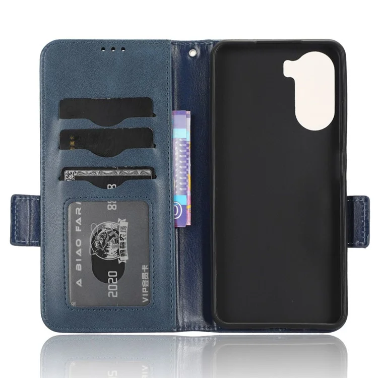 Phone Cover for ZTE Axon 40 Lite Imprinted Triangle Stand Shell PU Leather Wallet Case - Blue