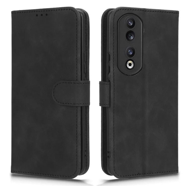 For Honor 90 Pro Custodia a portafoglio con chiusura a libro, supporto pieghevole, guscio antiscivolo, touch-friendly in pelle PU - Nero 