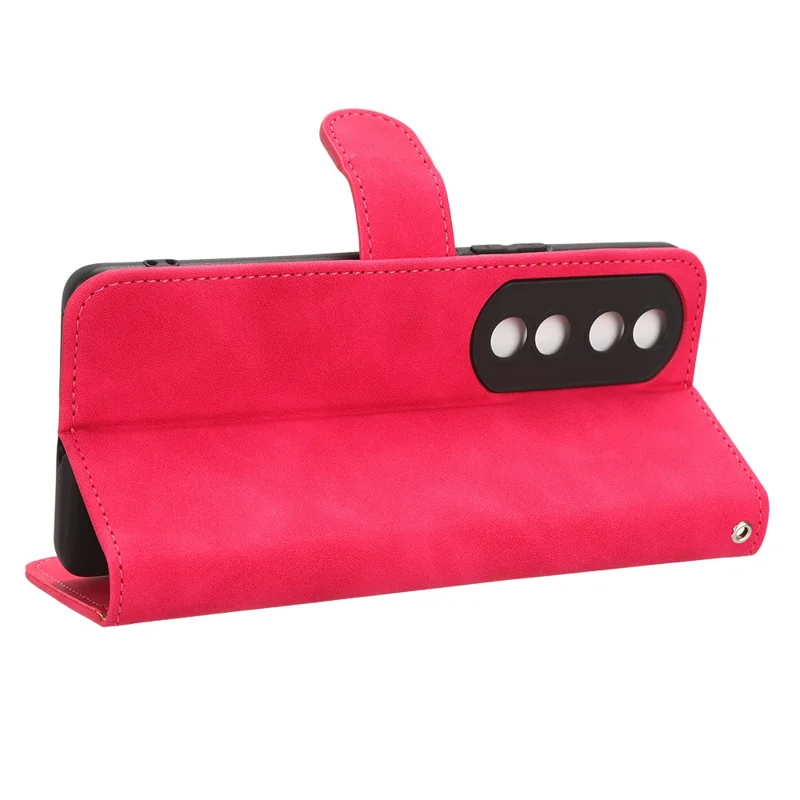 For Honor 90 Pro Wallet Flip Cover Folding Stand Shell Anti-Scratch Skin-touch PU Leather Cell Phone Case - Rose