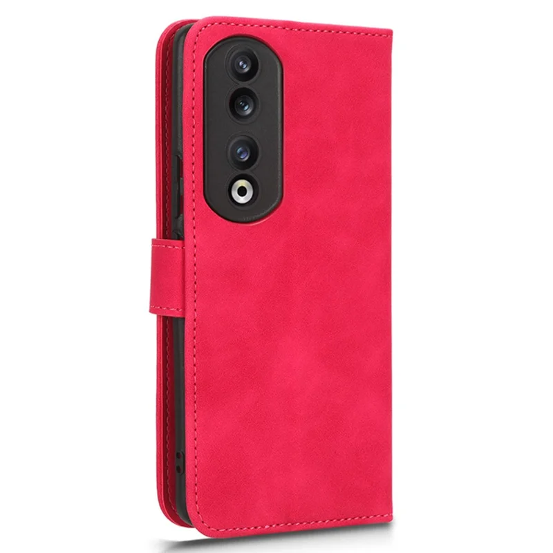 For Honor 90 Pro Wallet Flip Cover Folding Stand Shell Anti-Scratch Skin-touch PU Leather Cell Phone Case - Rose