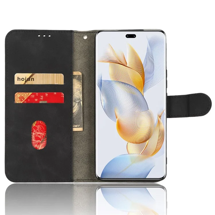Pour Honor 90 Skin-touch Feeling PU Leather Phone Shell Wallet Cover Folding Stand Flip Phone Case - Noir
