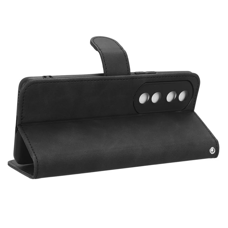 Pour Honor 90 Skin-touch Feeling PU Leather Phone Shell Wallet Cover Folding Stand Flip Phone Case - Noir