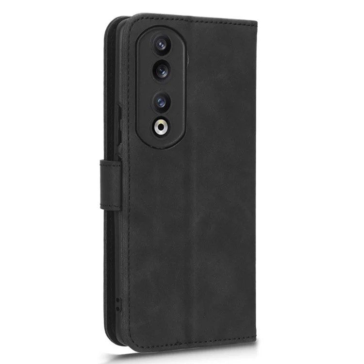 Pour Honor 90 Skin-touch Feeling PU Leather Phone Shell Wallet Cover Folding Stand Flip Phone Case - Noir