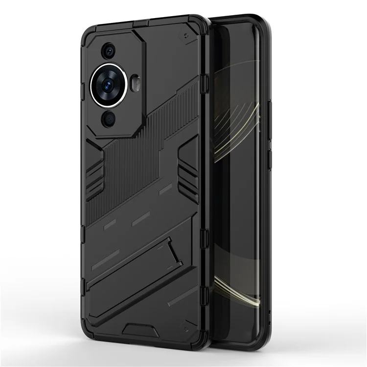 For Huawei nova 11 Pro / nova 11 Ultra Anti-Dust PC + TPU Phone Cover Drop-proof Phone Case with Kickstand - Black