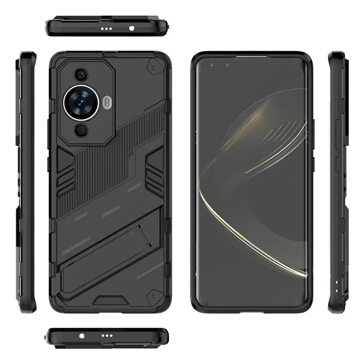 For Huawei nova 11 Pro / nova 11 Ultra Anti-Dust PC + TPU Phone Cover Drop-proof Phone Case with Kickstand - Black