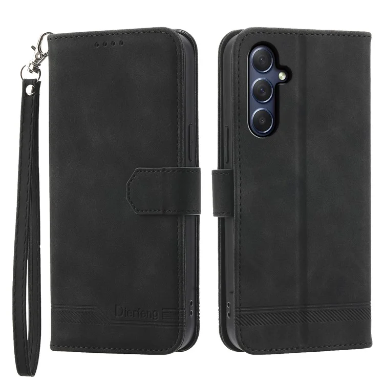 DIERFENG DF-03 pour Samsung Galaxy M54 5G / F54 5G Étui de téléphone en cuir imprimeé avec support - Noir