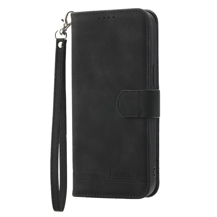 DIERFENG DF-03 pour Samsung Galaxy M54 5G / F54 5G Étui de téléphone en cuir imprimeé avec support - Noir