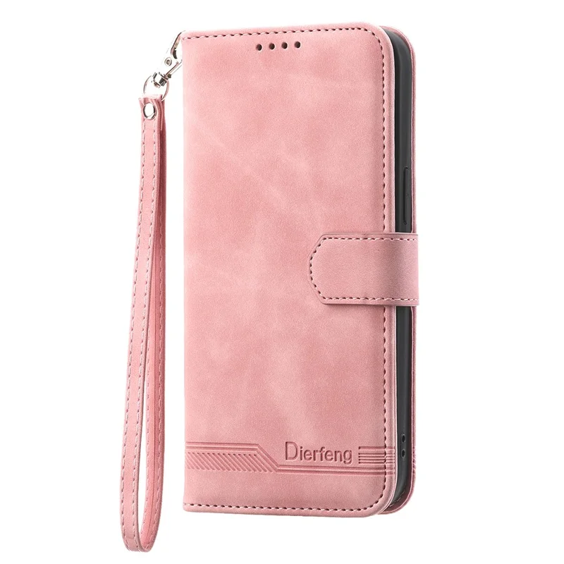 DIERFENG DF-03 for Samsung Galaxy M54 5G / F54 5G Phone Case Lines Imprinted Leather Wallet Stand Cover - Pink