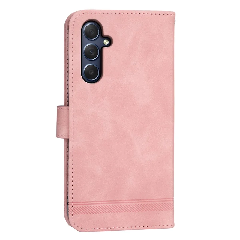 DIERFENG DF-03 for Samsung Galaxy M54 5G / F54 5G Phone Case Lines Imprinted Leather Wallet Stand Cover - Pink