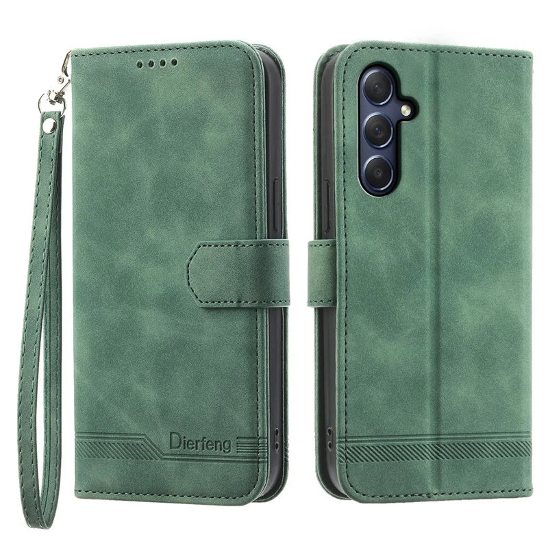 DIERFENG DF-03 para Samsung Galaxy M54 5G / F54 5G Capa de Telefone Linhas Impressas Carteira de Couro Suporte - Verde