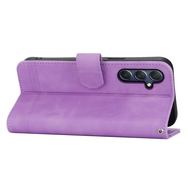 DIERFENG DF-03 for Samsung Galaxy M54 5G / F54 5G Phone Case Lines Imprinted Leather Wallet Stand Cover - Purple