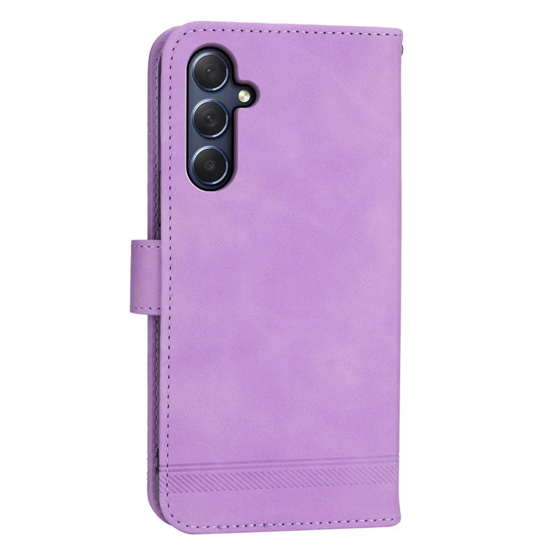 DIERFENG DF-03 for Samsung Galaxy M54 5G / F54 5G Phone Case Lines Imprinted Leather Wallet Stand Cover - Purple