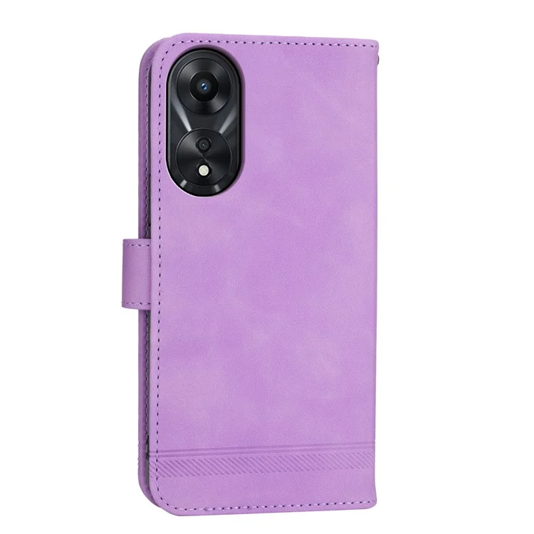 DIERFENG DF-03 для Oppo A78 5G Чехол для кожаного телефона с линиями Imprint Anti-drop Cover с подставкой Wallet - Purple