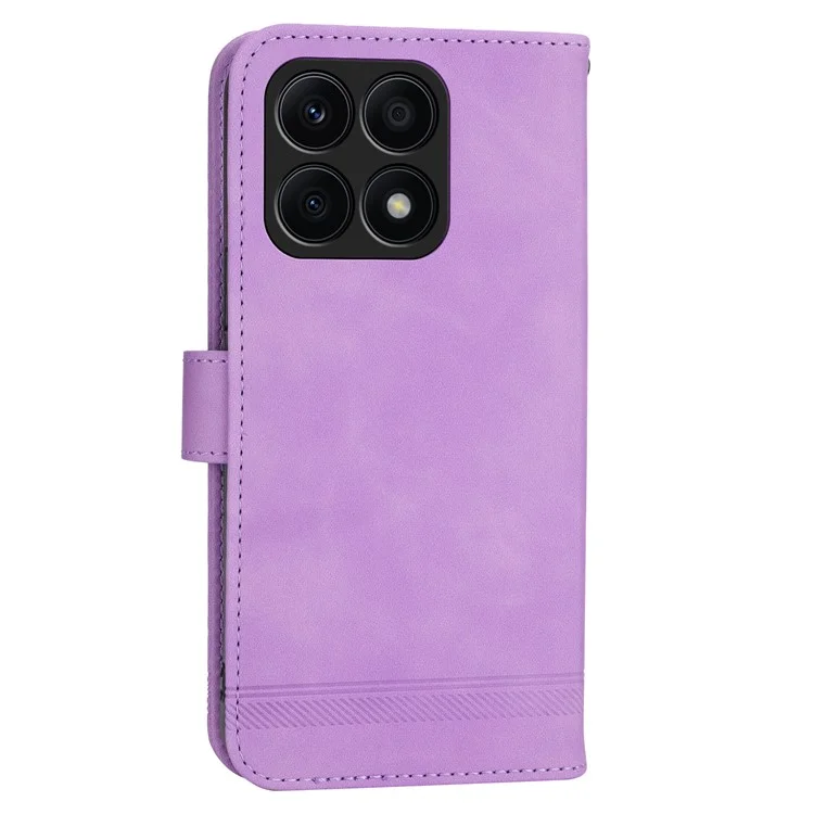 DIERFENG DF-03 per Honor X8a 4G Righe Impresse Cover Protettiva Portafoglio in Pelle con Supporto per Telefono - Viola