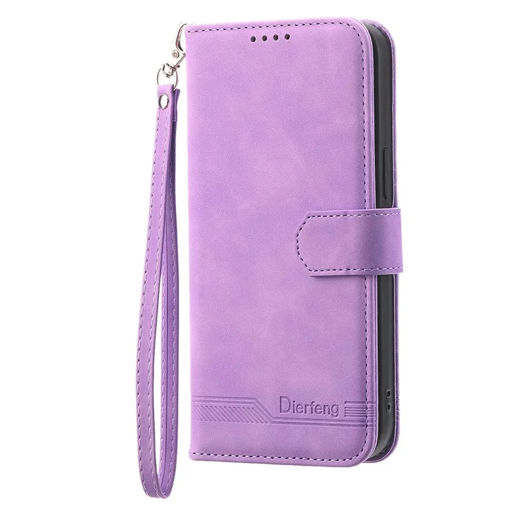 DIERFENG DF-03 Funda de teléfono para Huawei nova 11 / nova 12s 4G / nova 12 Lite 4G, Funda de cartera con diseño de líneas en relieve de piel, de pie - Morado