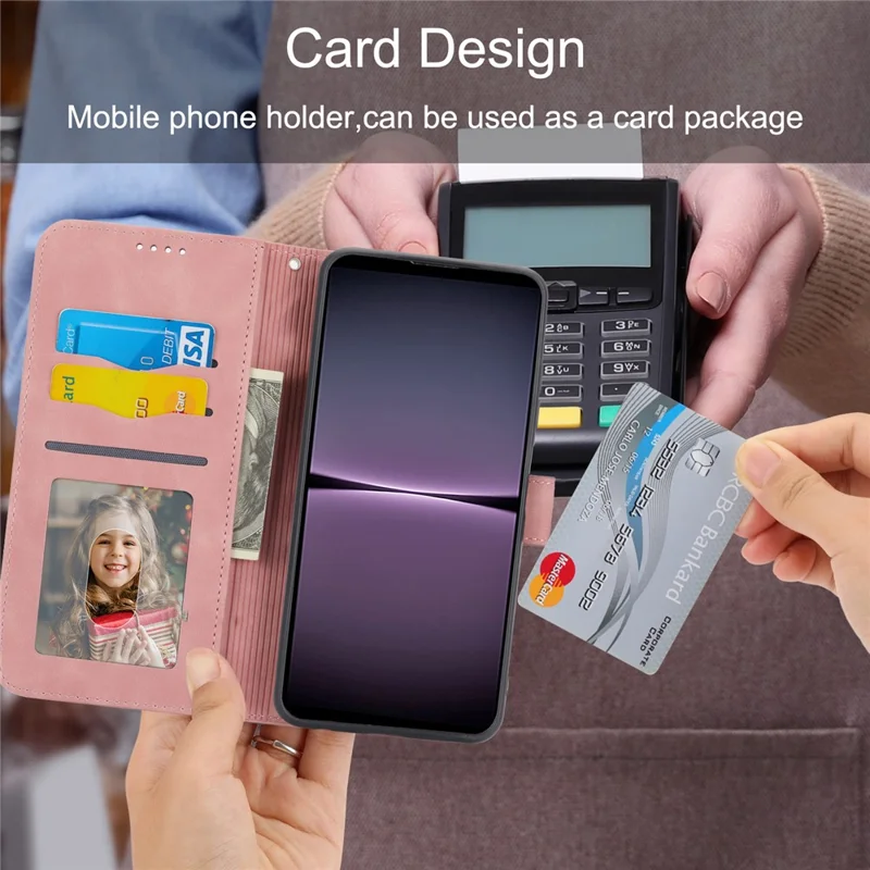 DIERFENG DF-03 Phone Case for Huawei nova 11 / nova 12s 4G / nova 12 Lite 4G , Lines Imprinted Leather Wallet Flip Stand Cover - Pink