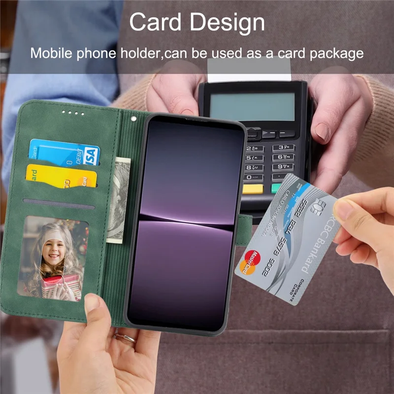 DIERFENG DF-03 Phone Case for Huawei nova 11 / nova 12s 4G / nova 12 Lite 4G , Lines Imprinted Leather Wallet Flip Stand Cover - Green