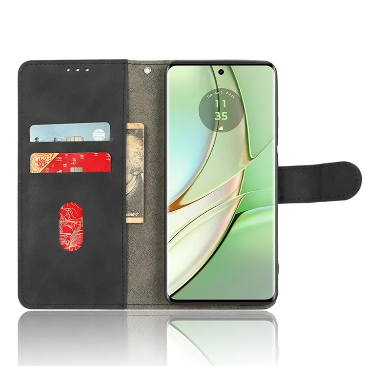 Для Motorola Edge 40 5G Кожаный кошелек с сенсорным экраном Кожаный кошелек Подставка Магнитное закрытие Flip Phone Cover - Черный