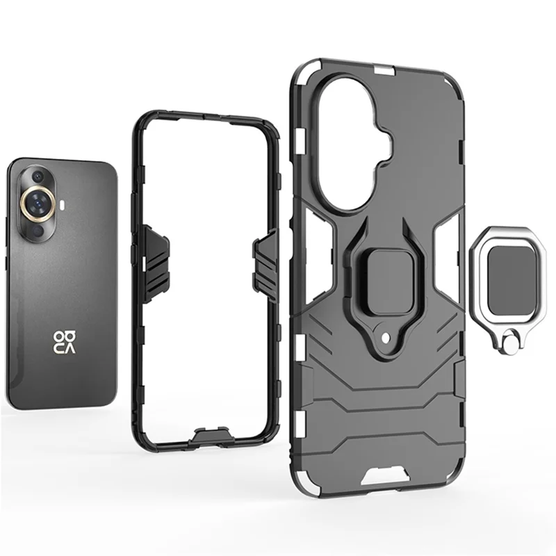 Coque de téléphone antibruit avec support pivotant pour Huawei nova 11 / nova 12s 4G / nova 12 Lite 4G, housse souple en TPU + PC rigide pour téléphone portable - Bleu