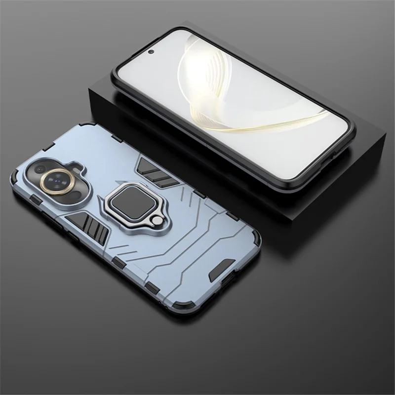 Coque de téléphone antibruit avec support pivotant pour Huawei nova 11 / nova 12s 4G / nova 12 Lite 4G, housse souple en TPU + PC rigide pour téléphone portable - Bleu