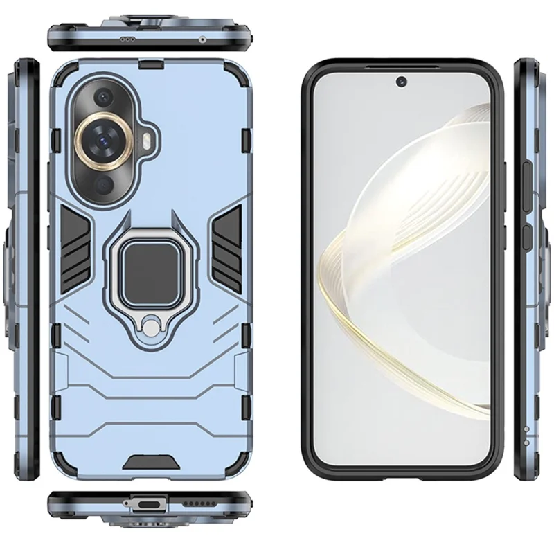 Coque de téléphone antibruit avec support pivotant pour Huawei nova 11 / nova 12s 4G / nova 12 Lite 4G, housse souple en TPU + PC rigide pour téléphone portable - Bleu
