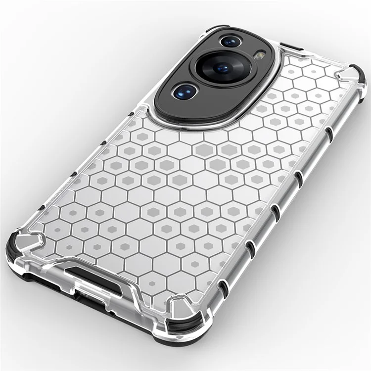 Para Huawei P60 Art Anti-fingerprint Honeycomb Texture Phone Case Anti-drop TPU+PC Smartphone Cover - Gris