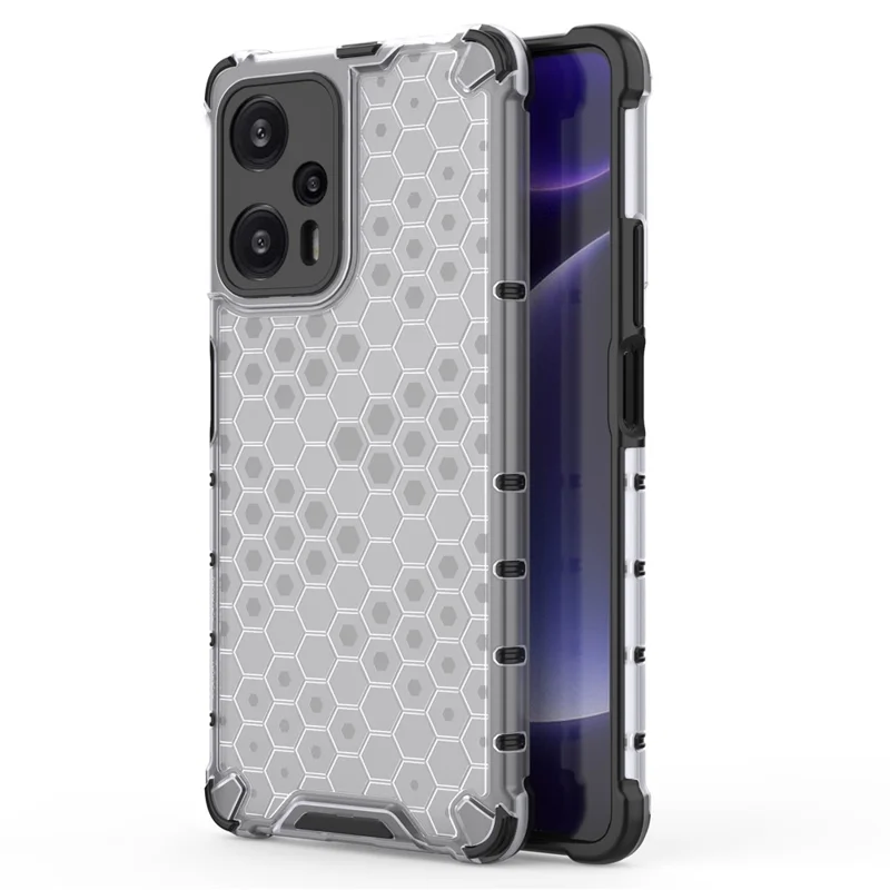 For Xiaomi Redmi Note 12 Turbo / Poco F5 5G Phone Case TPU+PC Honeycomb Texture Cover - Grey