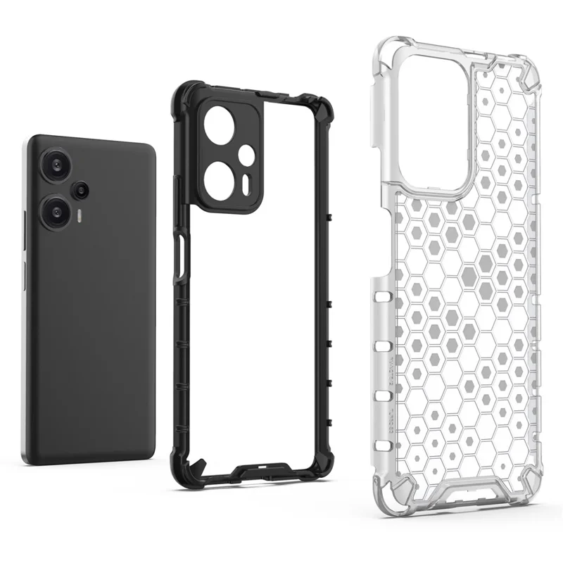 For Xiaomi Redmi Note 12 Turbo / Poco F5 5G Phone Case TPU+PC Honeycomb Texture Cover - Grey