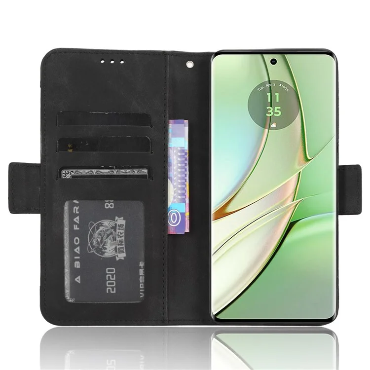 Per Motorola Edge 40 5G Anti-Graffio Multiple Card Slots PU Leather Wallet Case Stand Phone Cover - Nero