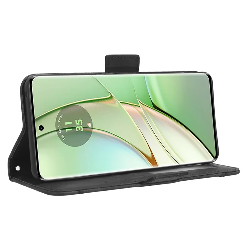 Per Motorola Edge 40 5G Anti-Graffio Multiple Card Slots PU Leather Wallet Case Stand Phone Cover - Nero
