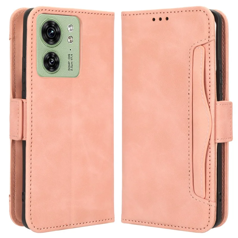 For Motorola Edge 40 5G Anti-Scratch Multiple Card Slots PU Leather Wallet Case Stand Phone Cover - Pink
