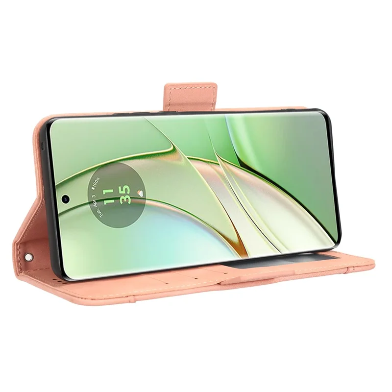 For Motorola Edge 40 5G Anti-Scratch Multiple Card Slots PU Leather Wallet Case Stand Phone Cover - Pink