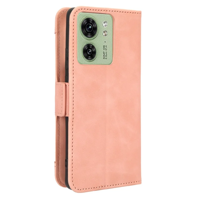 For Motorola Edge 40 5G Anti-Scratch Multiple Card Slots PU Leather Wallet Case Stand Phone Cover - Pink